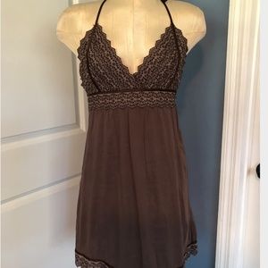 GUESS Lace & Satin Piping Halter Dress Sz 7